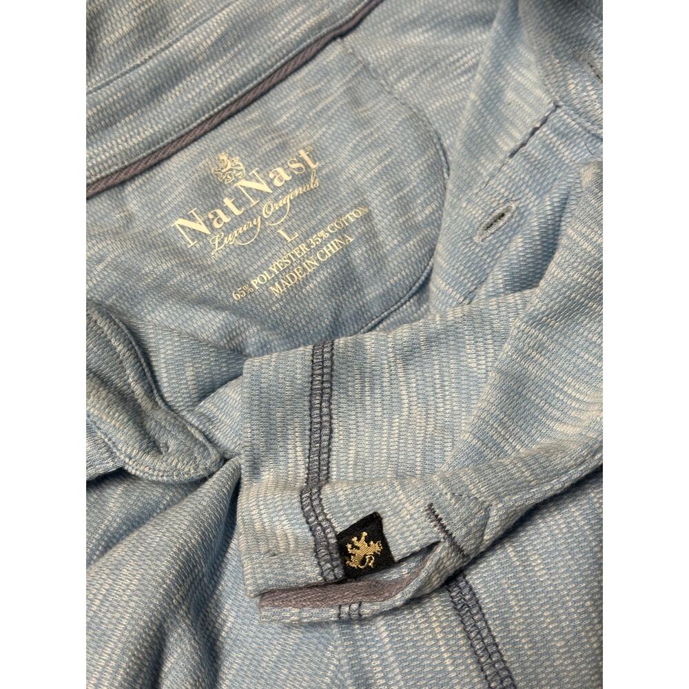 NAT NAST Luxury Originals Mens blue Polo Casual Short Sleeve Shirt Size Large - Picture 4 of 5
